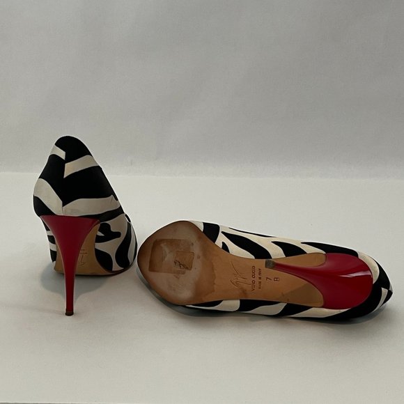 Giuseppe Zanotti Zebra Print Peep Toe Pumps Size US 7 - Picture 4 of 6